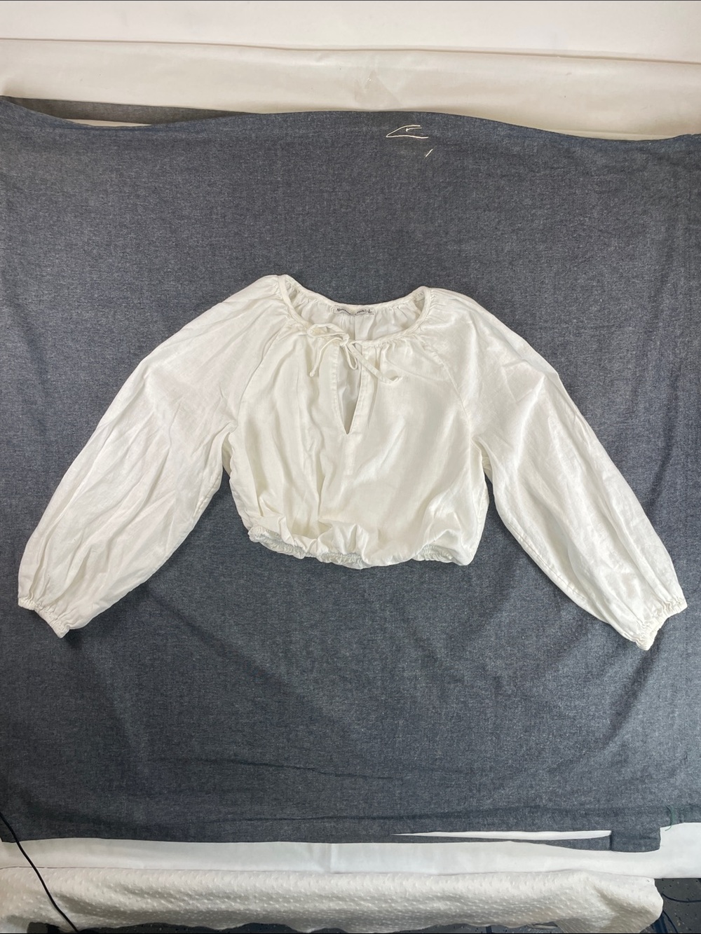 Vintage Abercrombie & Fitch White Peasant-Style Long Sleeve Top fairy romantic S